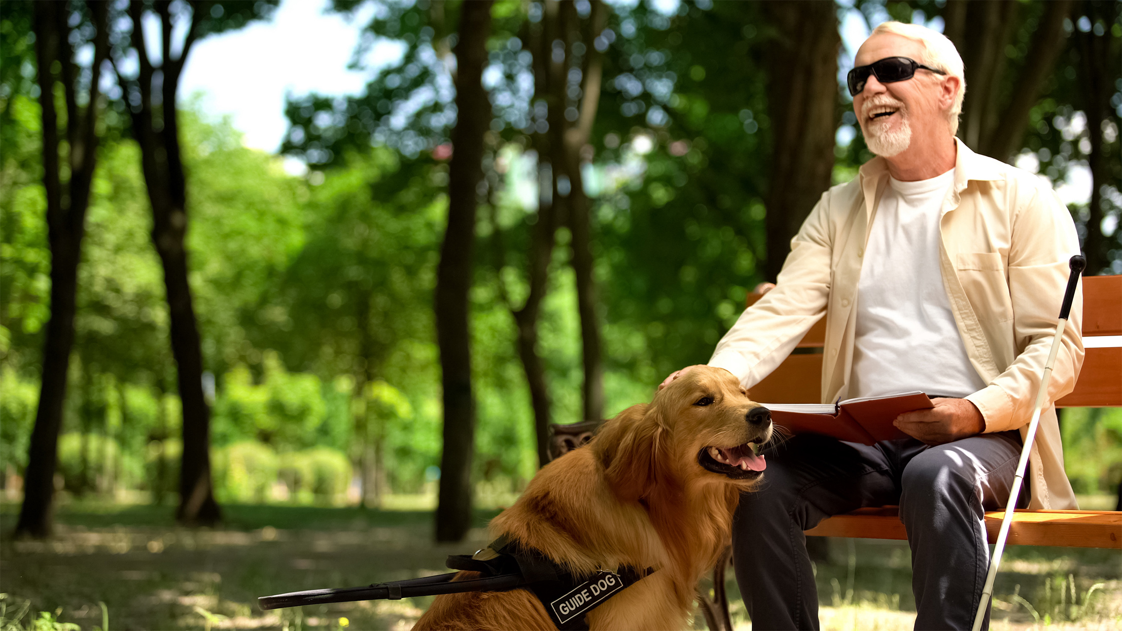 man happpy with dog