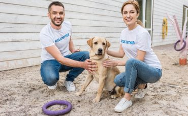 man women with dog